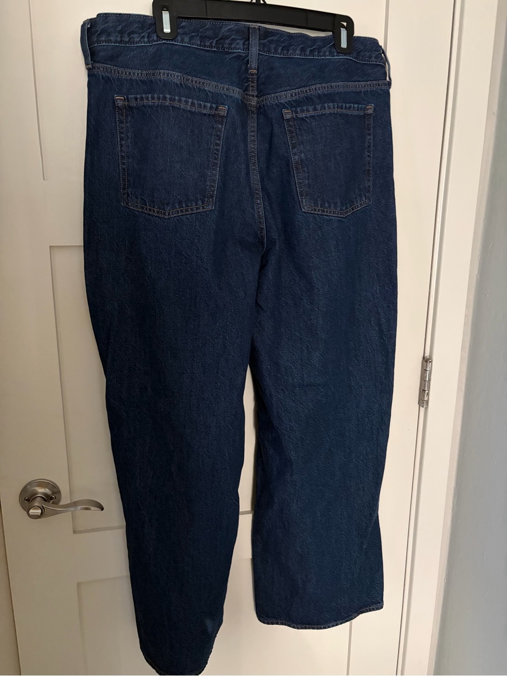 Old Navy Mid-Rise Wow Baggy Wide Leg Jeans in Dark Blue Denim - Picture 6 of 6